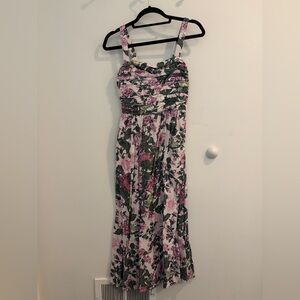 Abercrombie & Fitch Linen Blend Floral Midi Dress